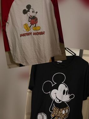 Disney Mickey Graphic Tee Set - White/Red Raglan & Black Short Sleeve